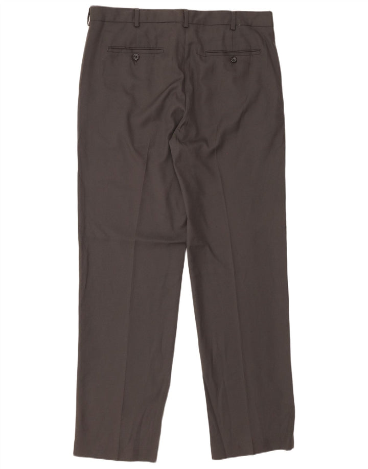 IZOD Pantalón de traje recto para hombre W34 L32 Poliéster gris