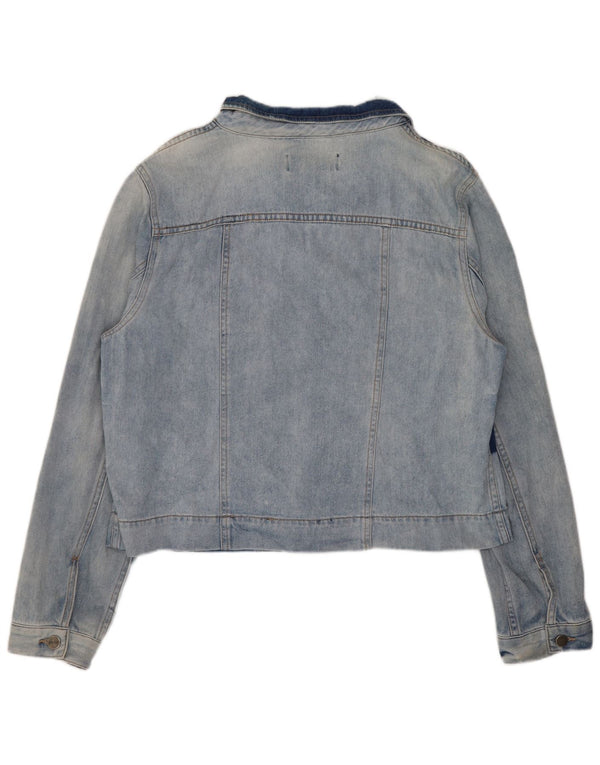 Dkny Chaqueta Vaquera Corta para Mujer UK 40 XL Algodón Color Block Azul