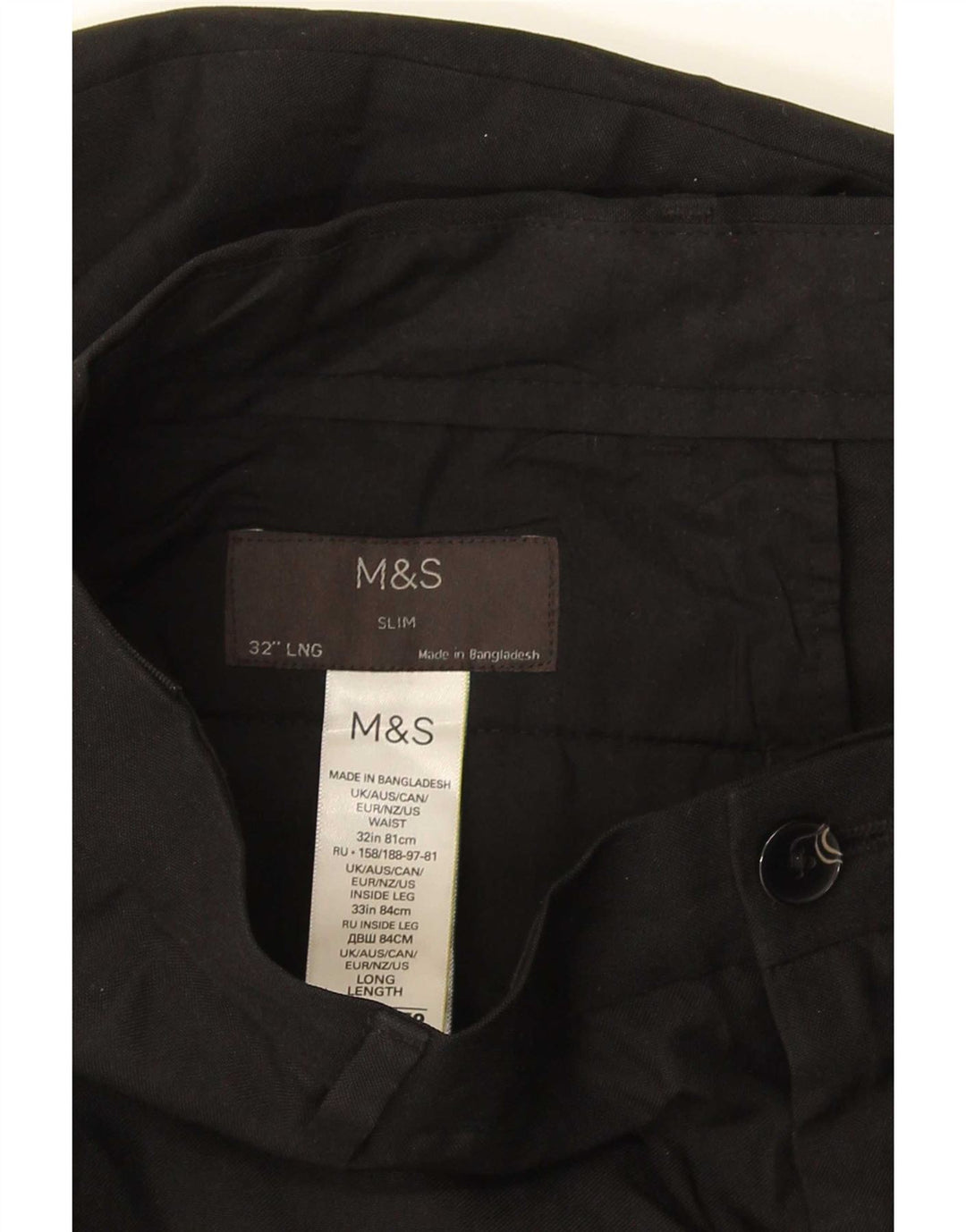 Marks & Spencer Pantalones chinos ajustados para hombre W32 L33 Poliéster negro