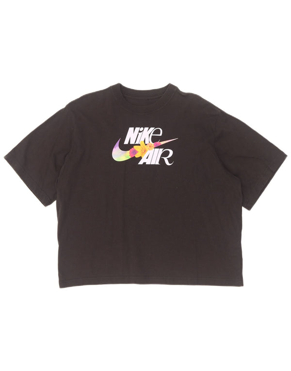 Nike Camiseta Corta Suelta para Mujer UK 40 Mediana Algodón Negro