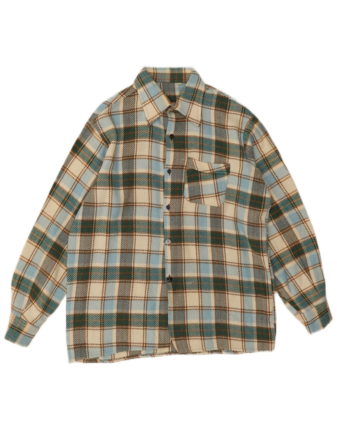 Camisa de franela vintage para hombre con cuadros multicolores medianos