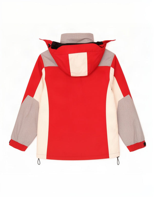 Chaqueta de esquí con capucha Kappa para mujer UK 40 Mediano Rojo Colorblock Poliéster
