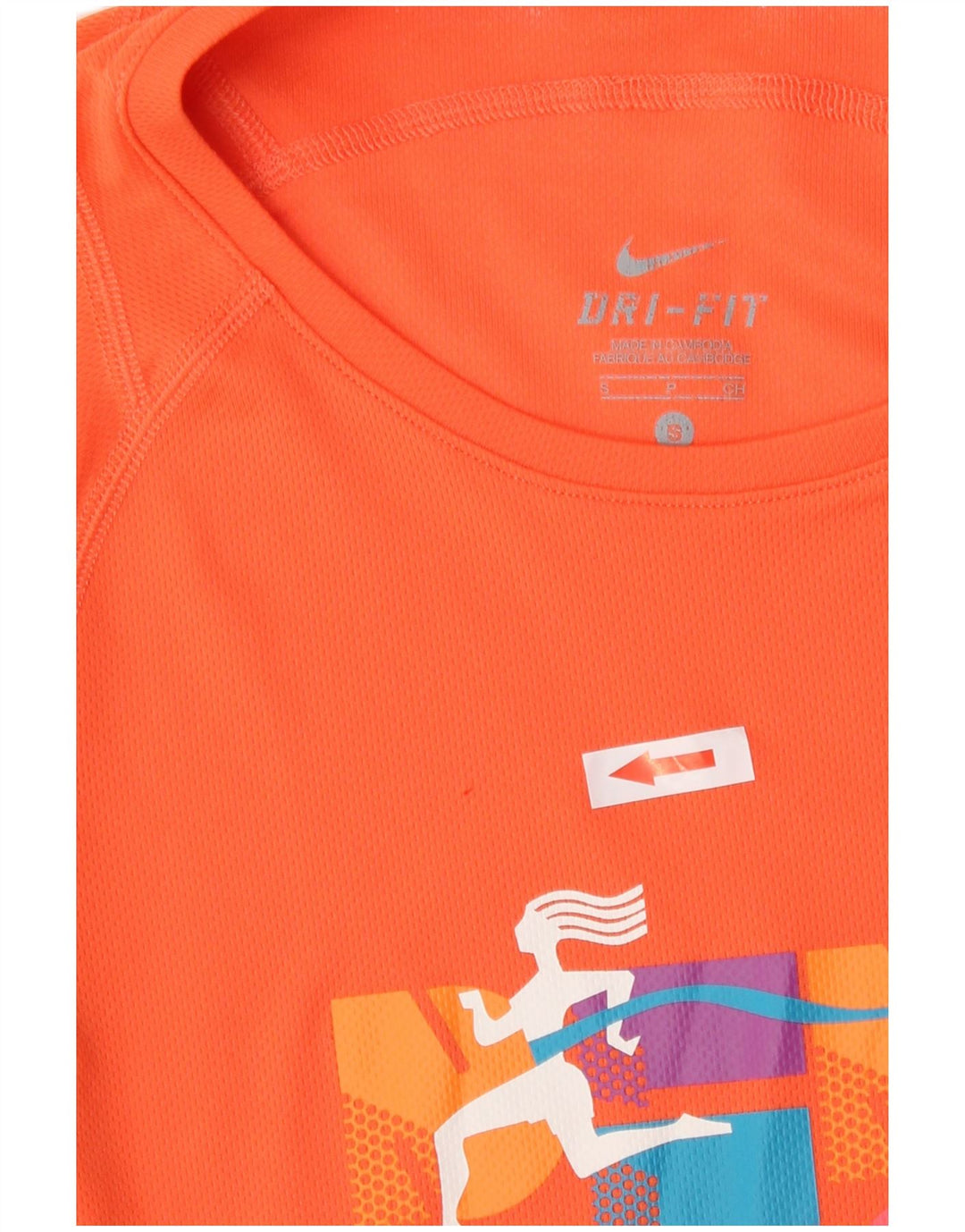Nike Mujer Dri Fit Graphic Camiseta Top UK 10 Small Naranja Poliéster