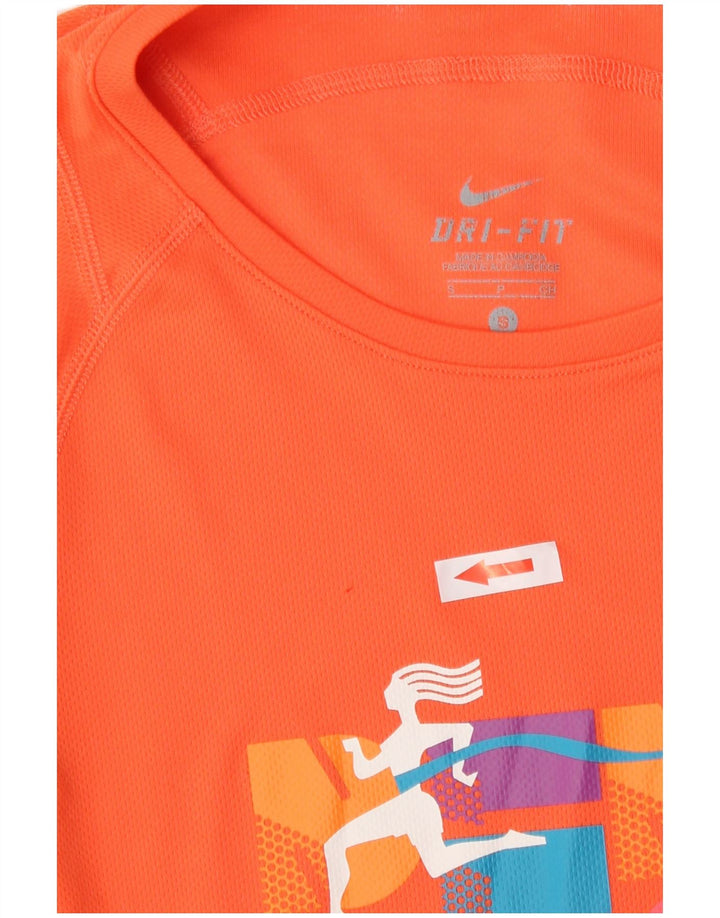 Nike Mujer Dri Fit Graphic Camiseta Top UK 10 Small Naranja Poliéster