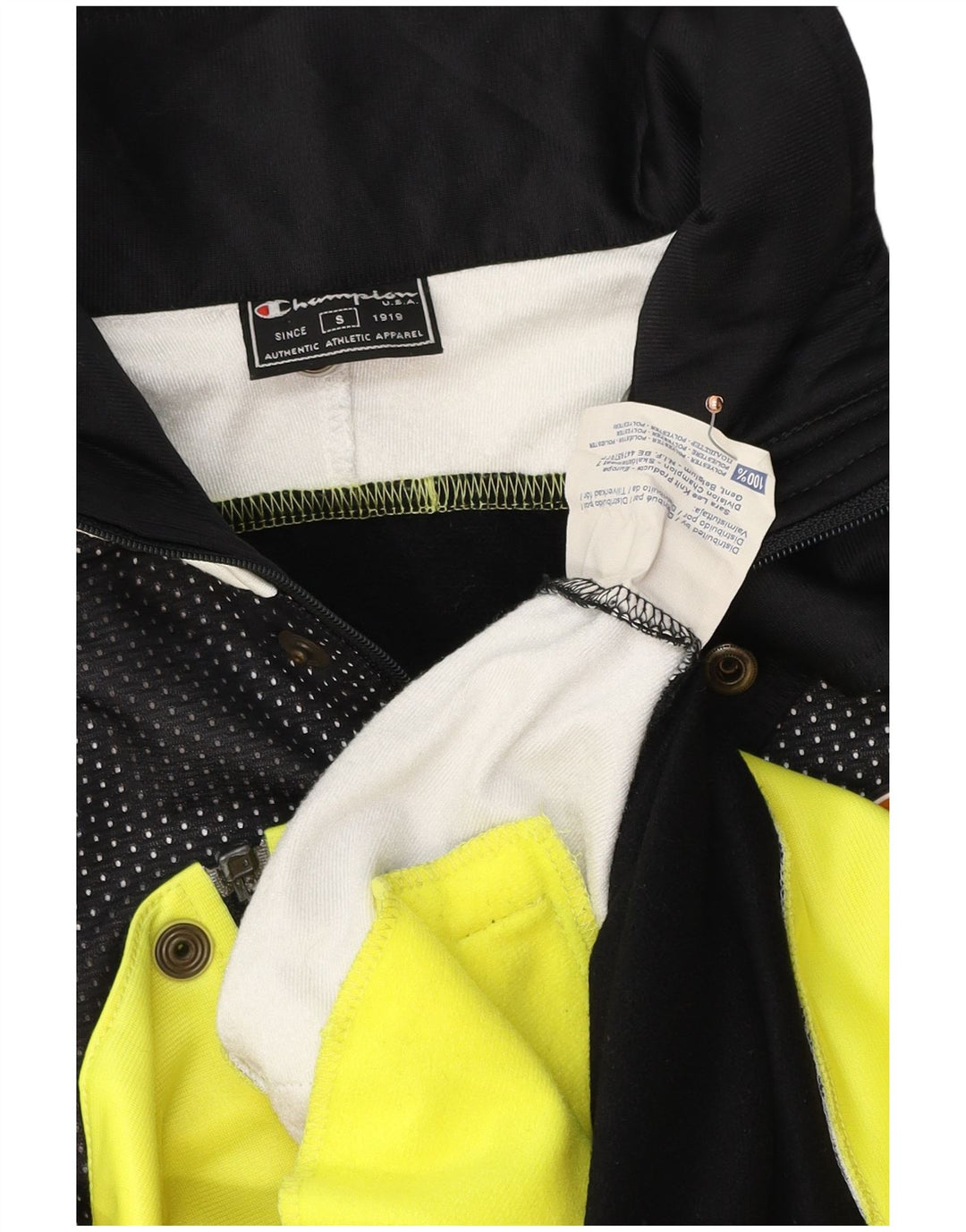 CHAMPION Chaqueta de chándal con gráfico para hombre, color negro pequeño, color block