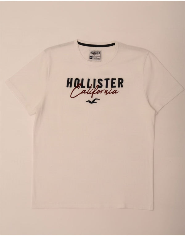 Hollister Hombre Camiseta Gráfica Top XL Algodón Blanco