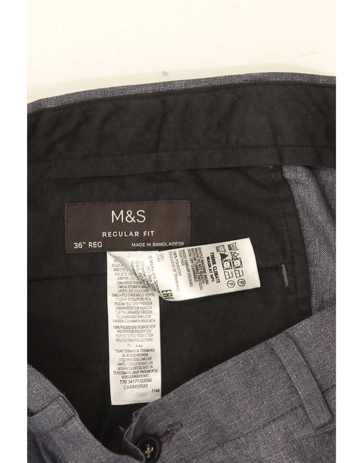 Marks & Spencer Pantalón chino recto para hombre W36 L30 Poliéster gris