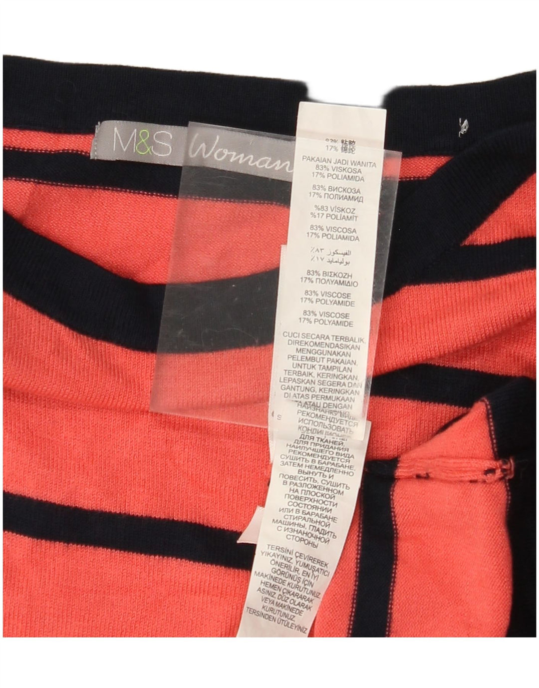 MARKS & SPENCER Suéter tipo jersey con cuello barco para mujer Reino Unido 10 Pequeño rojo a rayas