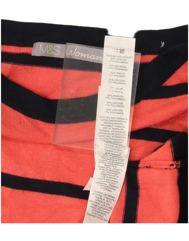 MARKS & SPENCER Suéter tipo jersey con cuello barco para mujer Reino Unido 10 Pequeño rojo a rayas
