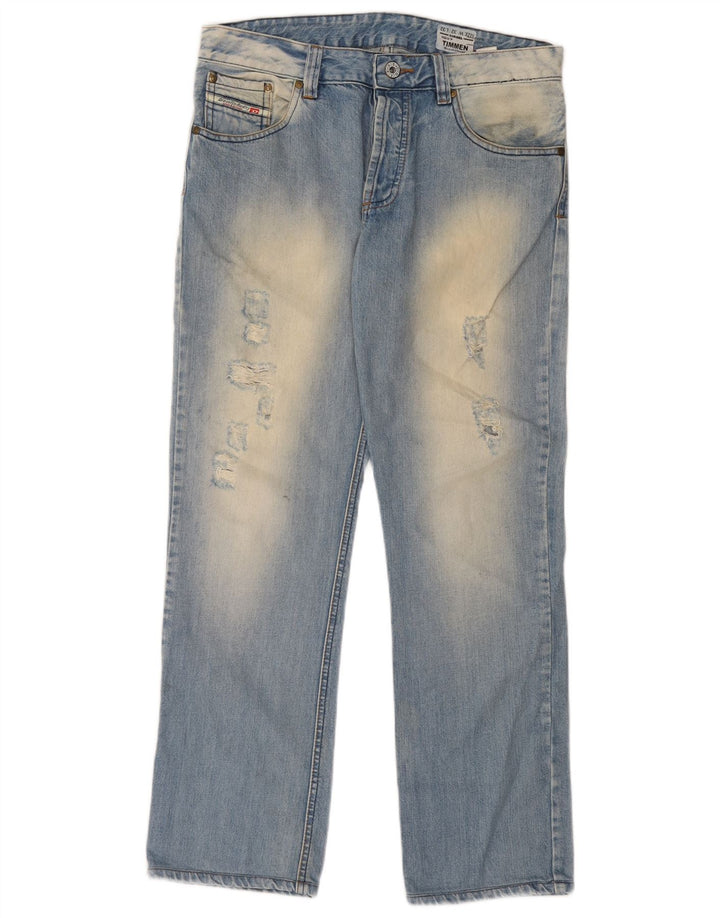 Diesel Hombre Timmen Vaqueros Rectos Regulares Desgastados W32 L32 Algodón Azul