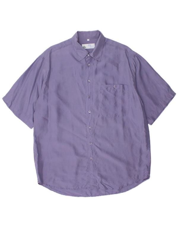 Nuevo Camisa rápida de manga corta para hombre talla 41/42 seda púrpura grande