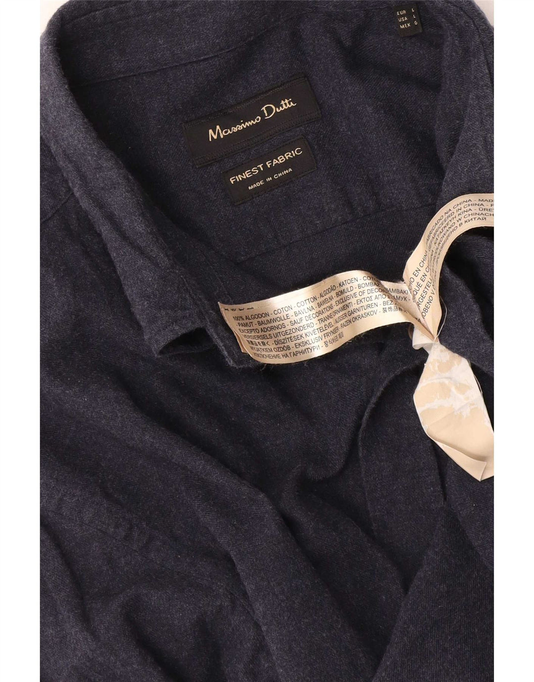 Camisa Massimo Dutti Hombre Large Azul Marino Algodón