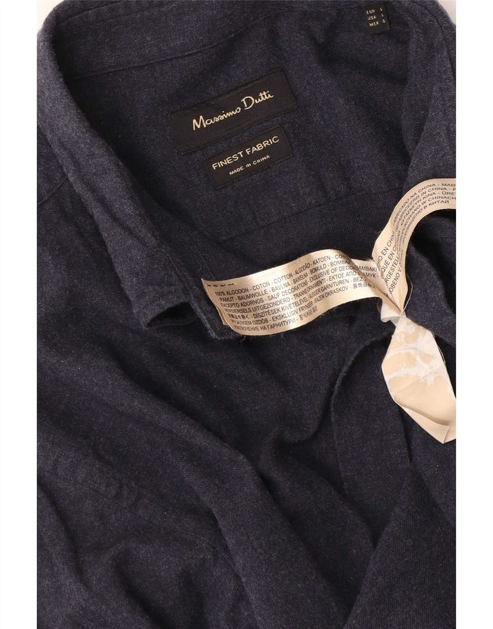 Camisa Massimo Dutti Hombre Large Azul Marino Algodón