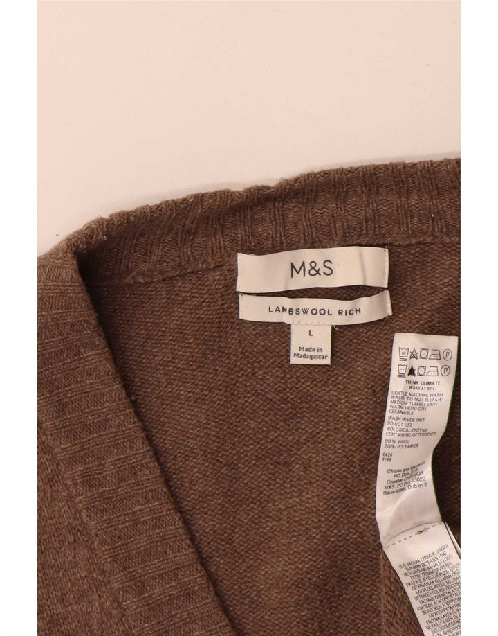 Marks & Spencer Cárdigan para hombre de lana marrón grande
