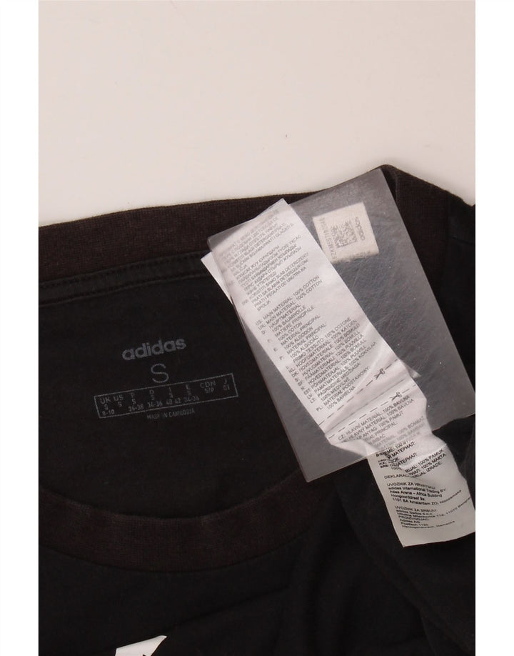 ADIDAS Camiseta gráfica para mujer Top UK 8/10 Small Black Cotton