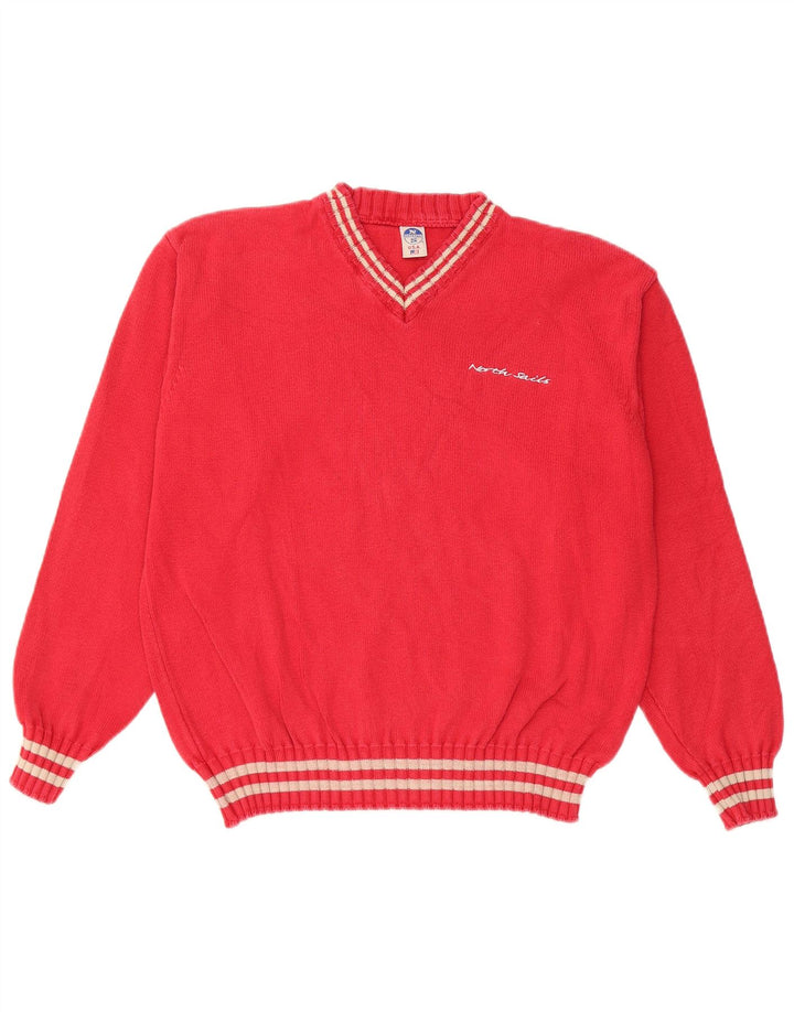 NORTH SAILS Jersey extragrande con cuello en V para mujer UK 10 Small Red Cotton