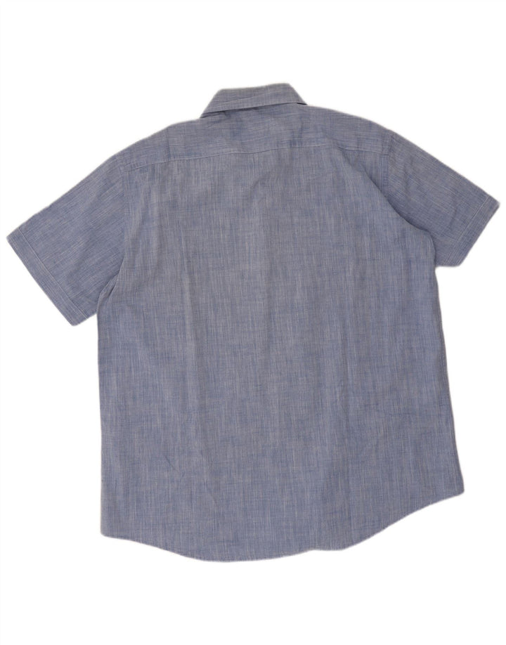Carrera Camisa Manga Corta Hombre 2XL Algodón Azul