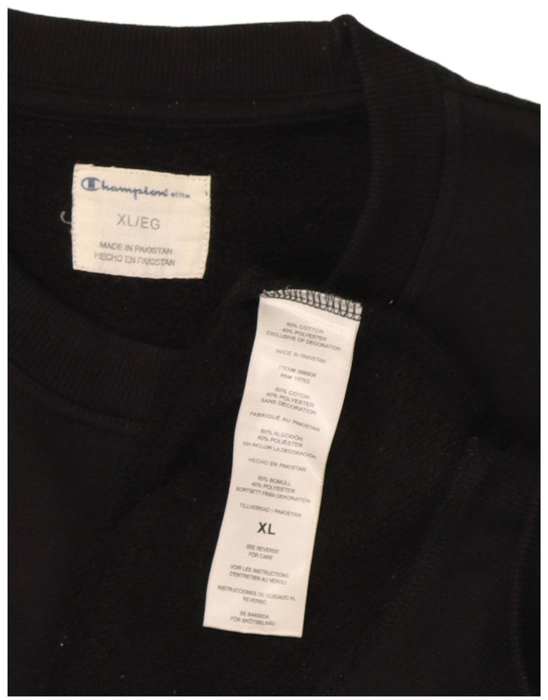 Champion Sudadera Jumper XL Negro Algodón Hombre