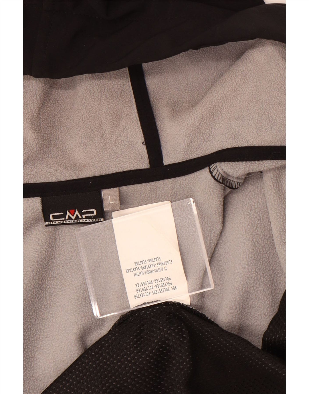 CMP Chaqueta cortavientos con capucha para hombre UK 40 Large Poliéster con bloques de color negro