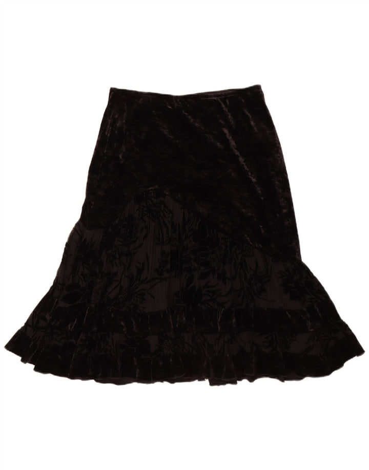 JOSEPH RIBKOFF Falda trompeta de terciopelo para mujer UK 40 Grande W30 Poliéster negro