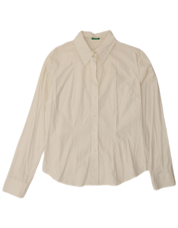 Camisa Benetton Mujer ES 46 Grande Blanco