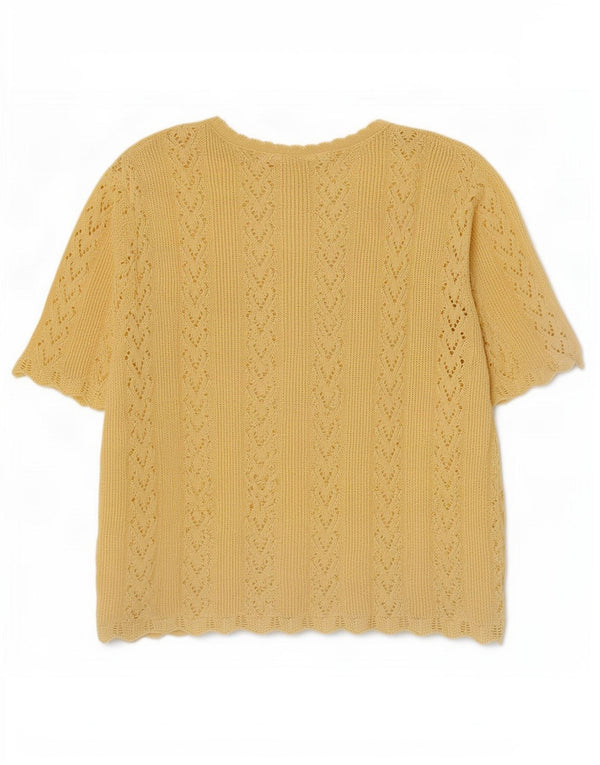 Vintage mujer oversized punto blusa Top Reino Unido 14 amarillo medio