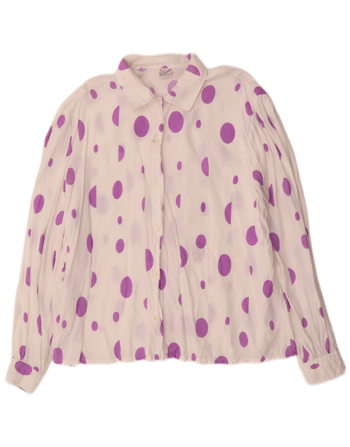 Primavera Firenze Blusa tipo camisa para mujer UK 44 Medium White Spotted
