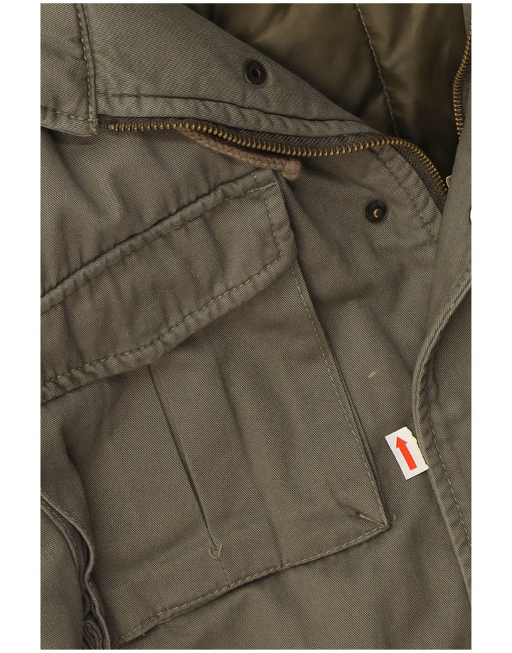 BRANDIT Chaqueta militar con capucha y gráfico para hombre UK 42 XL Algodón caqui