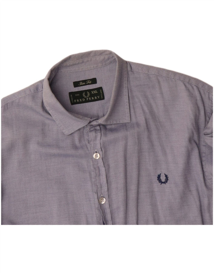 FRED PERRY Camisa ajustada para hombre 2XL Algodón azul