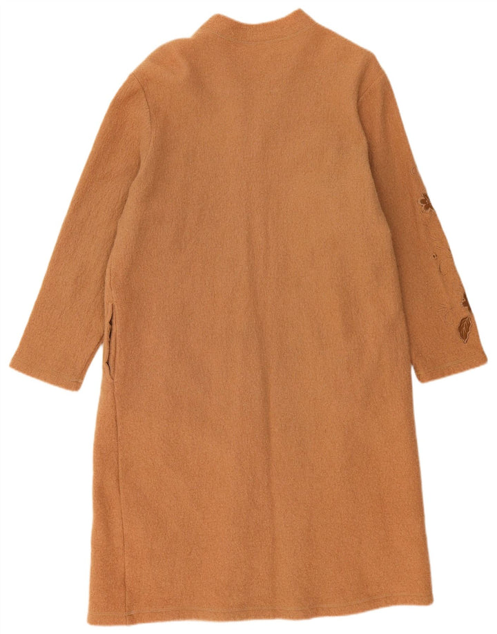 Vintage mujer abrigo Reino Unido 22 3XL Beige Floral Lana