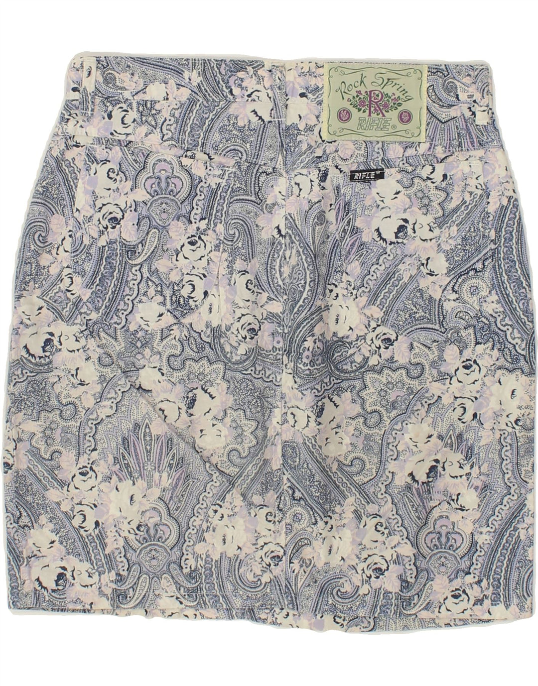 RIFLE Womens Mini Straight Skirt W30 Medium Grey Floral Cotton Vintage Rifle and Second-Hand Rifle from Messina Hembry 