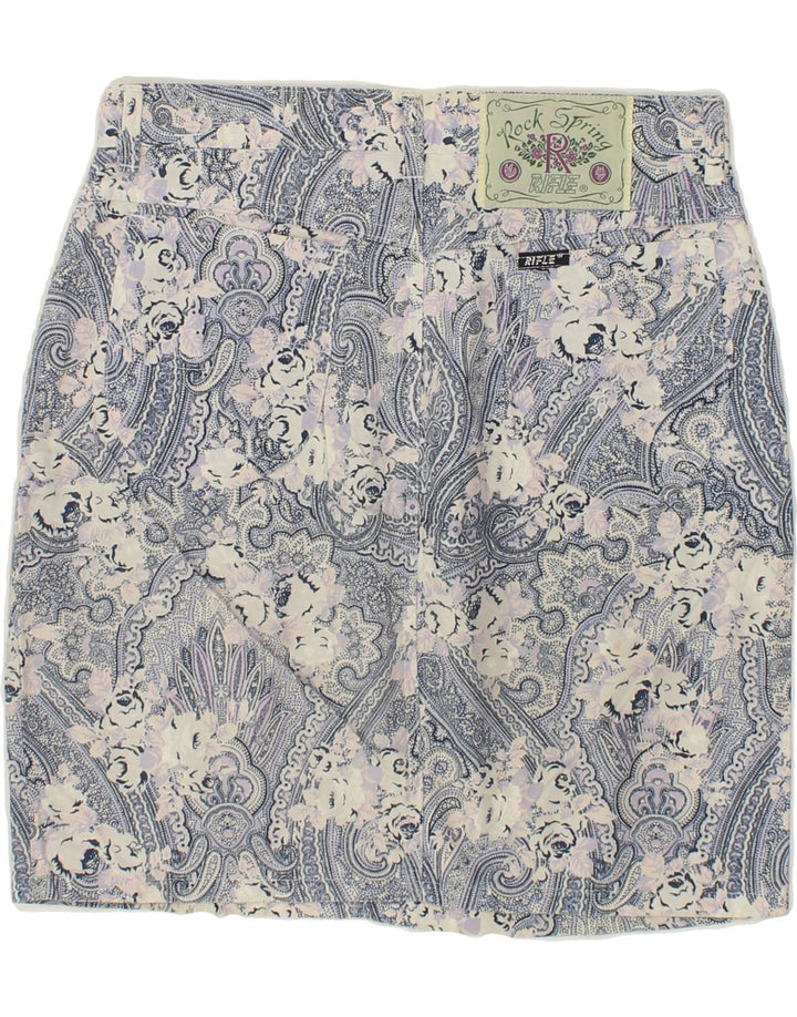 RIFLE Womens Mini Straight Skirt W30 Medium Grey Floral Cotton Vintage Rifle and Second-Hand Rifle from Messina Hembry 