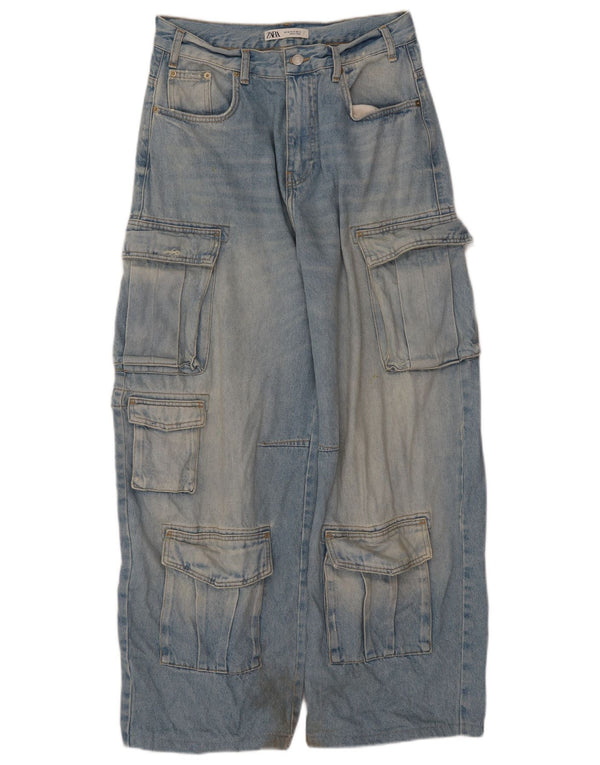 Zara Mens Cargo Jeans de pierna ancha EU 40 Medium W31 L29 Azul