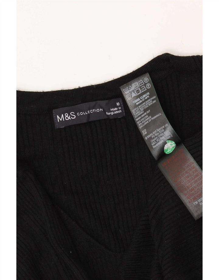 Marks & Spencer Top para mujer de manga larga UK 10 Small Viscosa a rayas negras