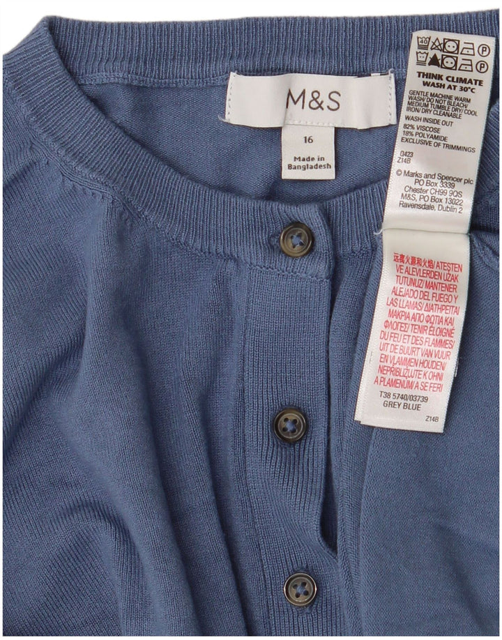 Marks & Spencer Suéter tipo cárdigan corto para mujer UK 46 Viscosa azul grande