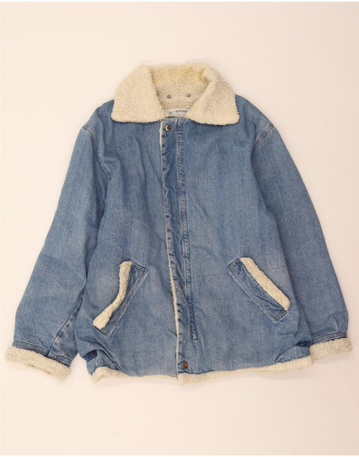Vintage hombres denim Sherpa chaqueta Reino Unido 38 azul medio