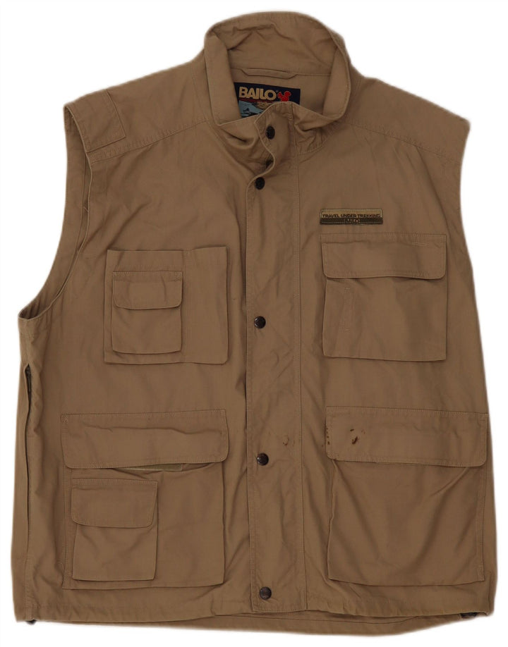 Vintage hombres utilidad Gilet Reino Unido 40 algodón caqui grande