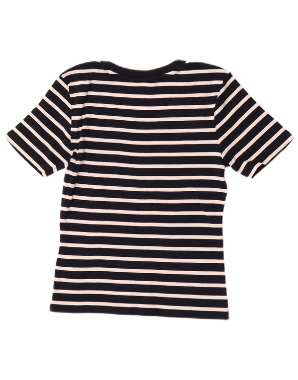 Tommy Hilfiger Camiseta corta para mujer UK 10 Small Algodón a rayas negras