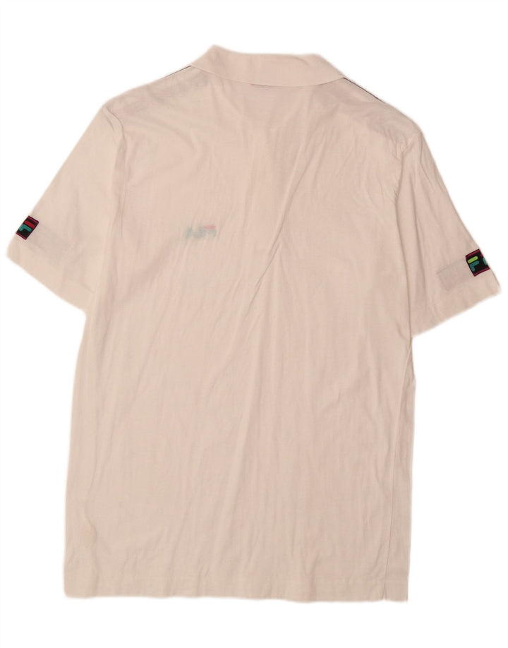 FILA Polo gráfico para hombre IT 50 Medium White Colourblock Cotton
