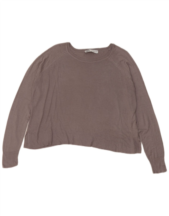 Zara Mujer Blusa Extragrande Top UK 10 Small Viscosa Gris
