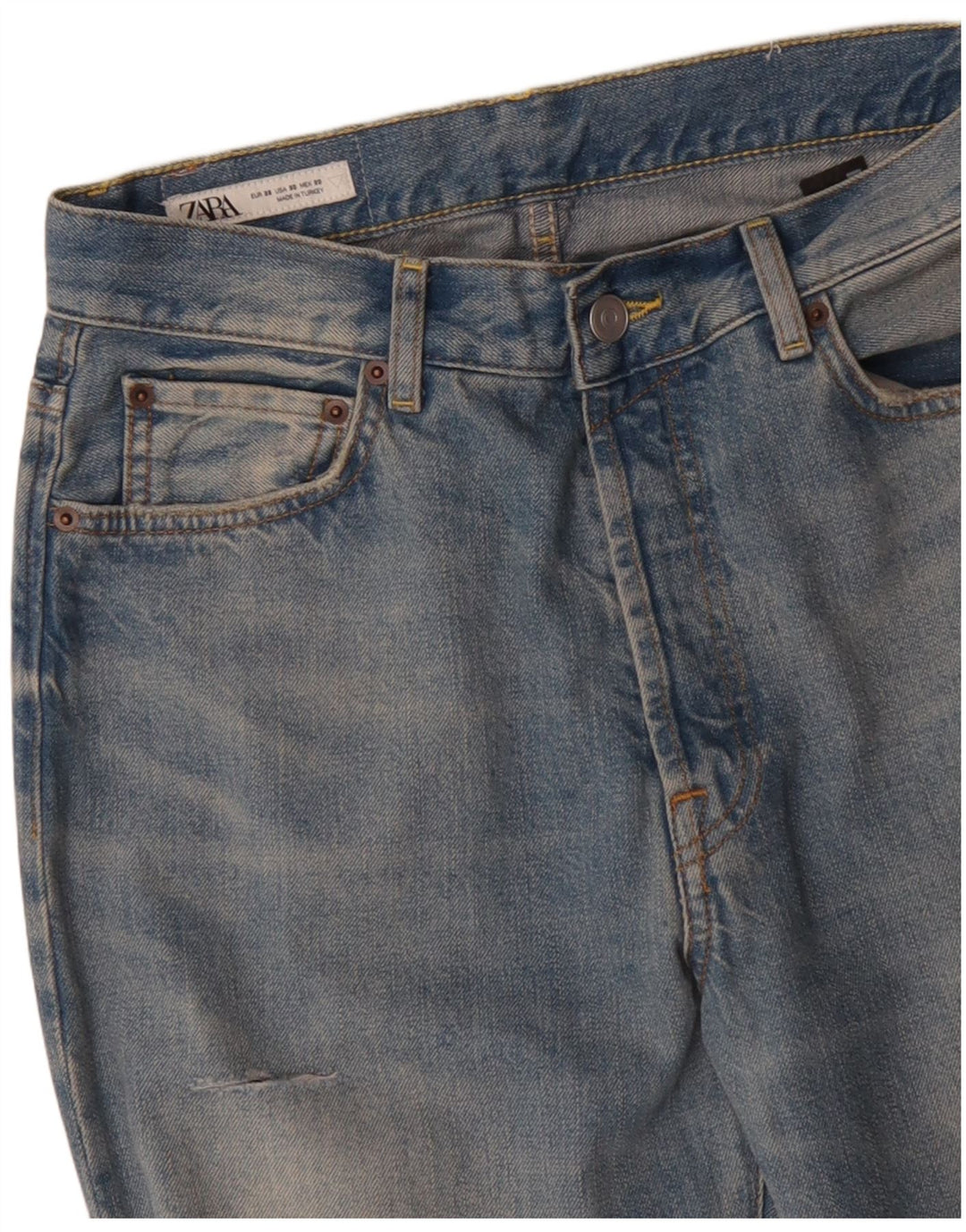 ZARA Vaqueros rectos desgastados para hombre EU 38 Small W30 L33 Azul