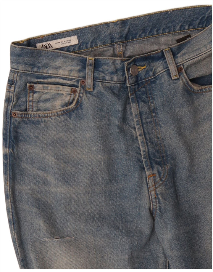 ZARA Vaqueros rectos desgastados para hombre EU 38 Small W30 L33 Azul
