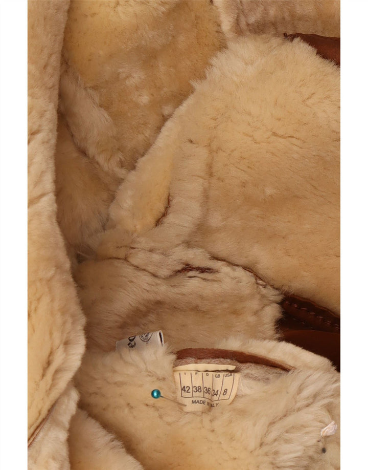 Vintage mujer chaqueta de piel de gran tamaño US 8 cuero marrón medio