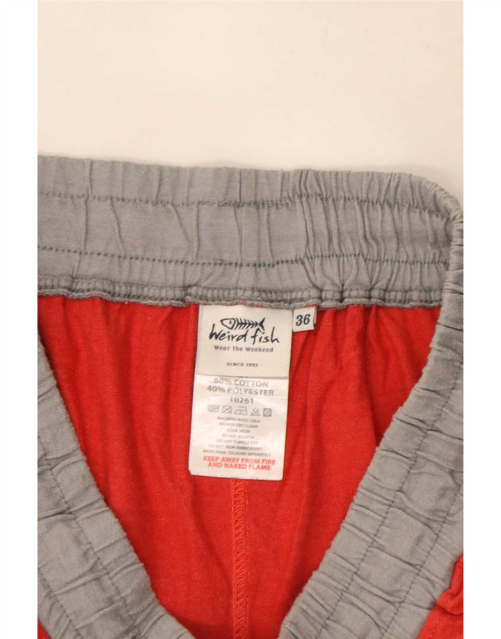 Weird Fish Pantalones cortos deportivos para hombre de algodón color block rojo grande
