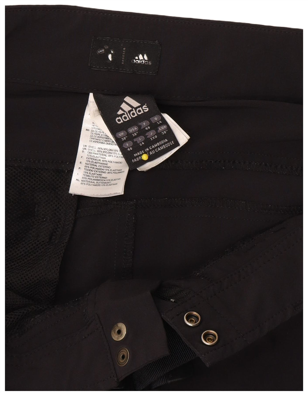 Adidas Pantalones cortos cargo para hombre W38 XL Nylon negro