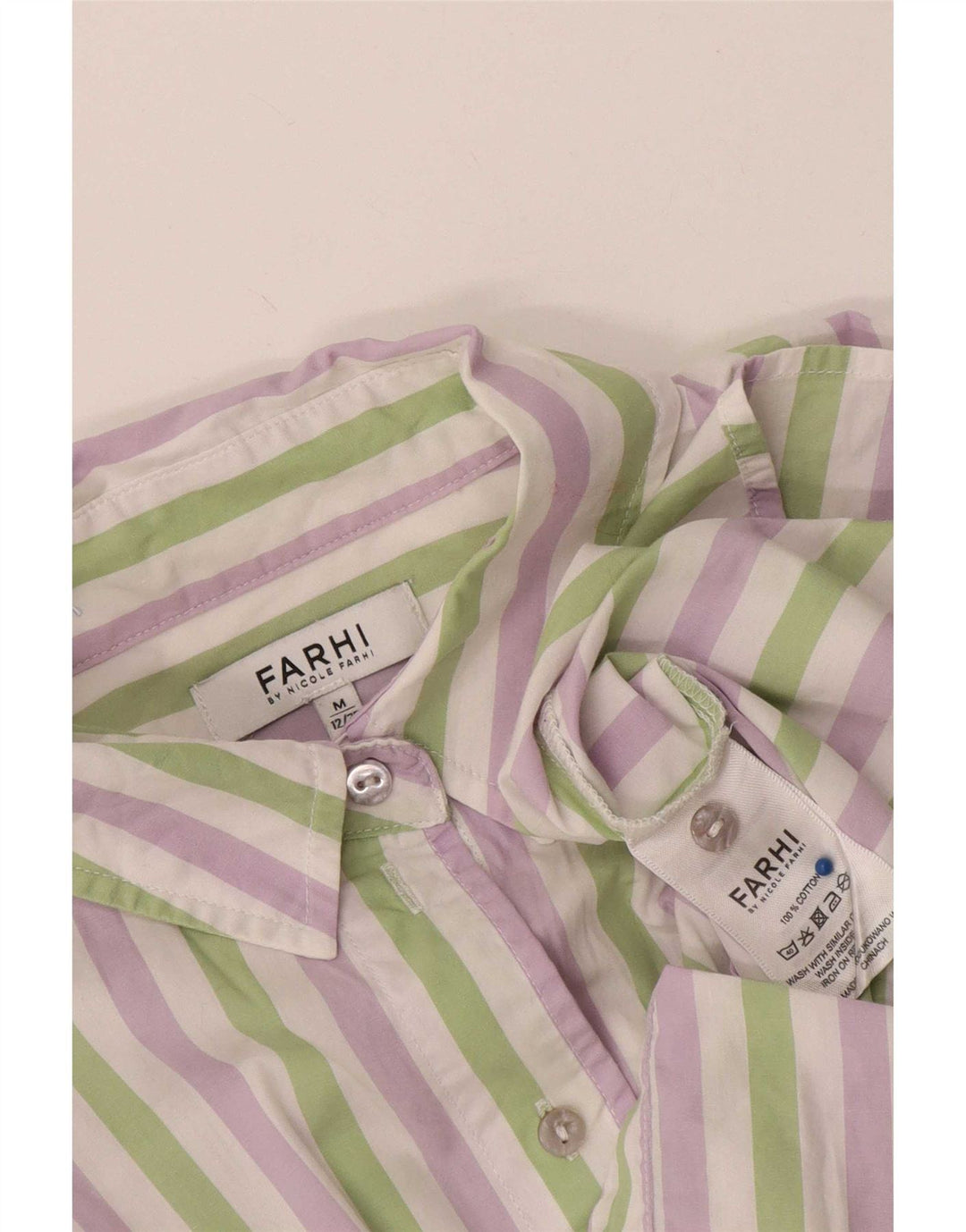 Nicole Farhi Camisa para mujer UK 44 Mediana Algodón a rayas multicolor