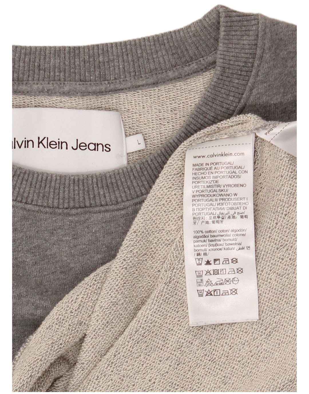 CALVIN KLEIN JEANS Sudadera estampada para hombre Jumper Large Gris Algodón