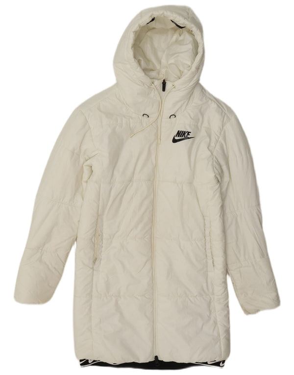 Nike Abrigo acolchado con capucha para mujer UK 6 XS Poliéster blanco