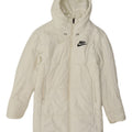 Nike Abrigo acolchado con capucha para mujer UK 6 XS Poliéster blanco