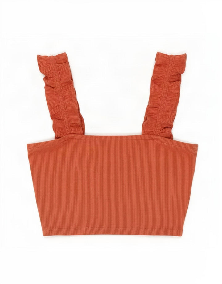 Zara Mujer Crop Top UK 8 Pequeño Naranja Poliéster